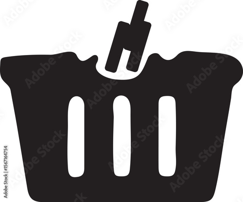 Shopping Cart Icon Simple Black and White Silhouette Design