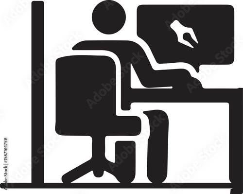 Graphic Designer Working at Desk  Illustration of Creative Professional