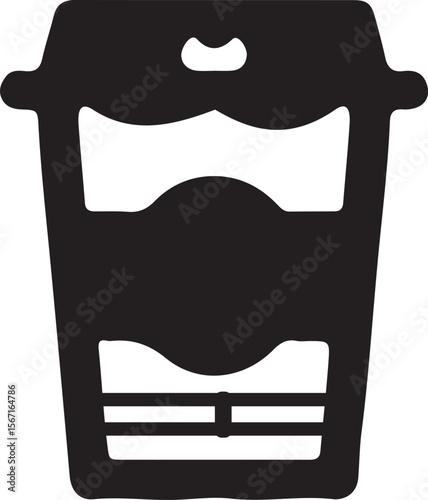 Take Away Coffee Cup Icon Simple Black and White Design