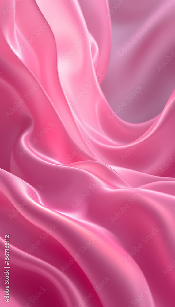 Obraz premium Glossy hot pink abstract background with smooth fluid curves and silk-like texture