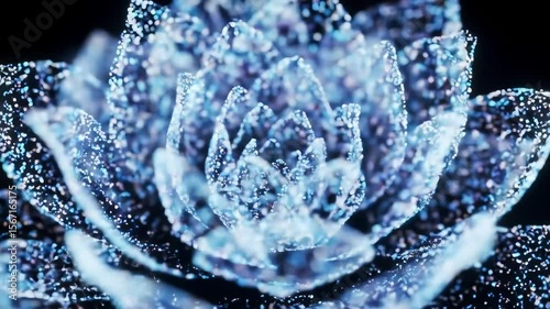 Abstract Glowing Particle Lotus Flower - Spiritual Meditation and Zen Wellness Background Loop
