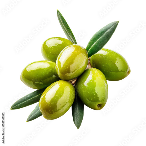Wallpaper Mural A bunch of vibrant green olives, perfect for culinary use, resting on a bed of fresh green leaves. These olives are a symbol of the Mediterranean diet and healthy eating. Torontodigital.ca