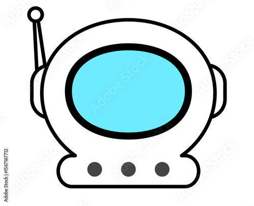 Astronaut helmet icon with antenna and visor detail. Clipart image isolated on background.