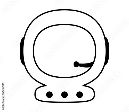 Astronaut helmet with microphone and glass visor icon. Clipart image isolated on background.
