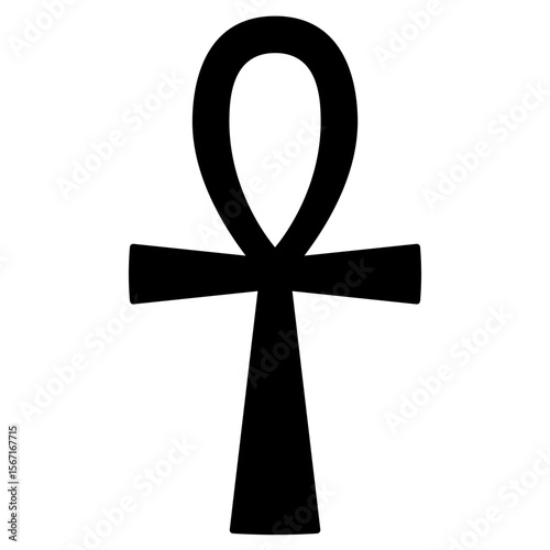 Black Ankh symbol silhouette icon on white background. Clipart image isolated on background.