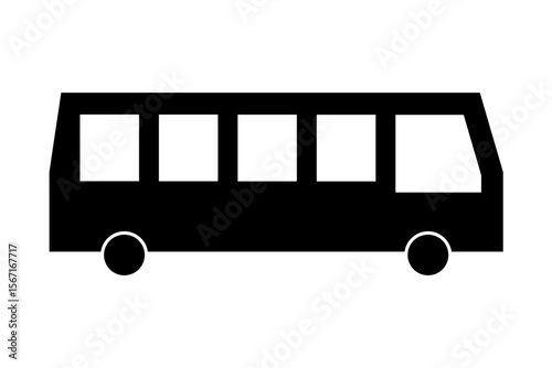 Simple black bus silhouette icon on white background. Clipart image isolated on background.