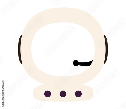 Minimalist astronaut helmet icon with visor and communication device detail. Clipart image isolated on background.