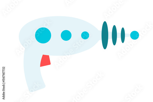 Colorful cartoon style alien blaster gun illustration. Clipart image isolated on background.