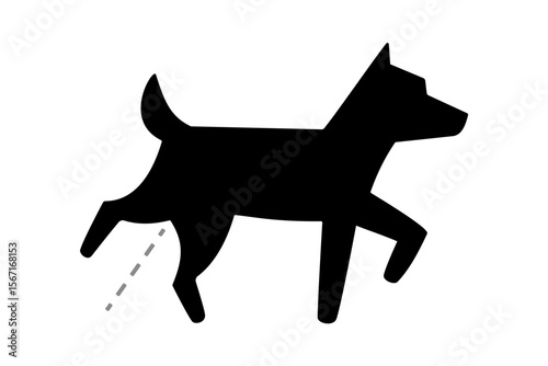 Dog urinating silhouette black canine vector icon. Clipart image isolated on background.