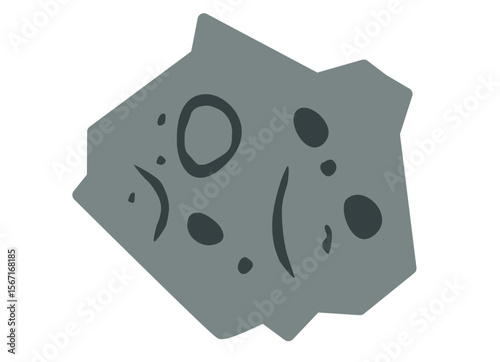 Flat design meteorite icon with craters and details. Clipart image isolated on background.