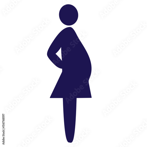 Pregnant woman silhouette standing side profile icon. Clipart image isolated on background.