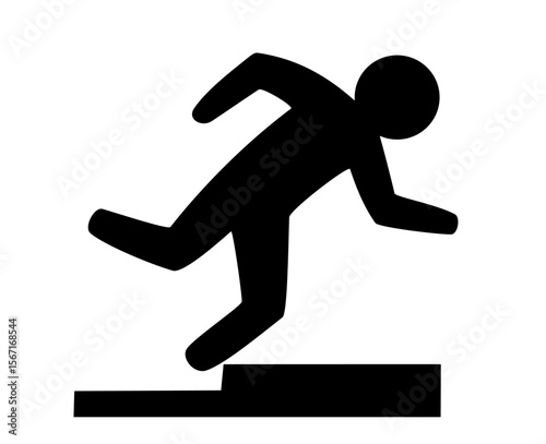 Silhouette of person stumbling on flat surface. Clipart image isolated on background.