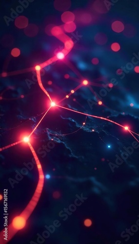 Abstract network of glowing lines connecting diverse shapes, symbolizing innovative connections and futuristic technology Ideal for tech, innovation, and connection themes , futuristic, technology