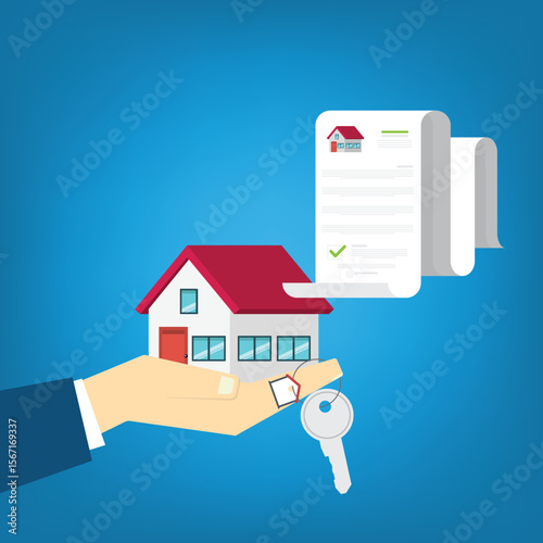 House contract . Buy or rent . Real estate document, mortgage documents.