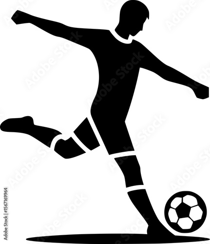 Minimalist vector of a player kicking ball in futsal game, clean silhouette
