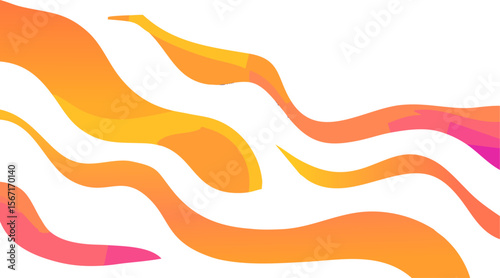 Abstract flowing wavy shapes in vibrant orange and yellow colors, creating a dynamic and artistic visual