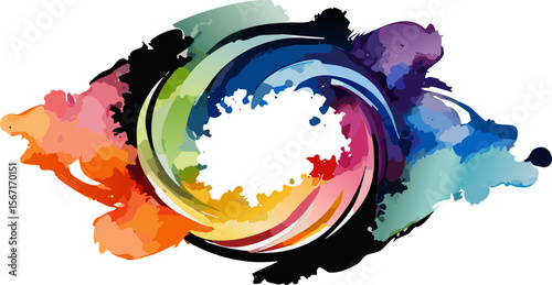 A swirling watercolor design that represents a sense of movement, creativity, and artistic expression. The composition features an array of vibrant hues, forming a dynamic and visually engaging piece