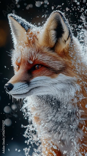 Cute fox on a winter's day. AI.