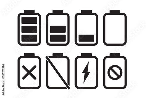 電池残量アイコンセット8種・充電・バッテリー表示