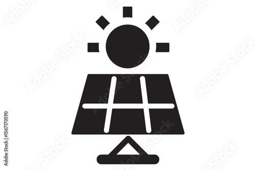 太陽光発電、ソーラーパネルのシンプルアイコン