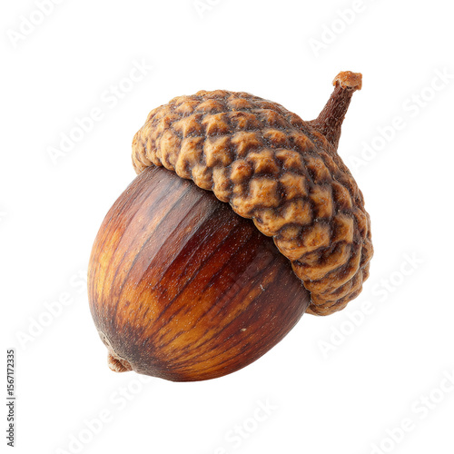A close-up shot of a solitary acorn, showcasing its intricate textures and natural beauty