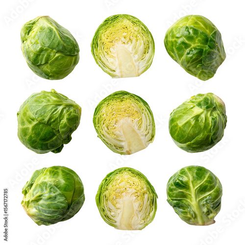 Fresh Brussel sprouts, arranged in an appealing grid, providing a visual feast