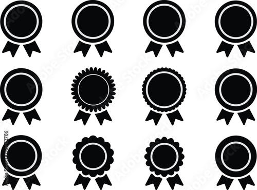 Collection of award ribbon graphics offering versatile design elements for achievement or seal-related visuals and presentations.