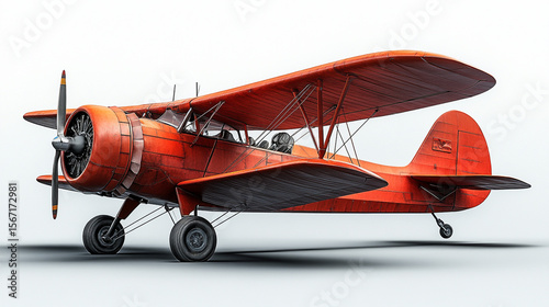 old biplane isolated on white