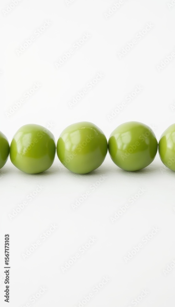 close up of pea seeds placed in a line across a white background, using soft light to emphasize natural form. close up of pea seeds placed in a line across a white background, using soft light to emphasize natural form.