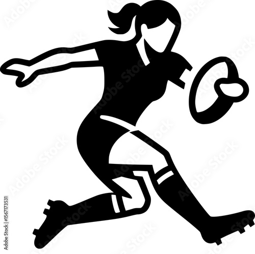 Flat vector of a person tackling in rugby, strong black silhouette
