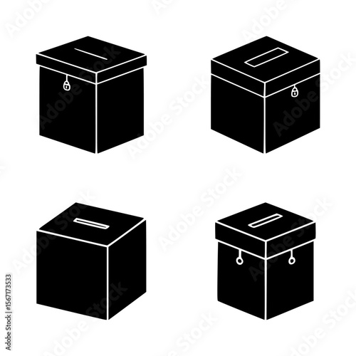 donation box silhouette set, isolated background