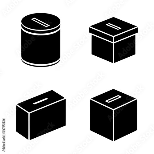 donation box silhouette set, isolated background
