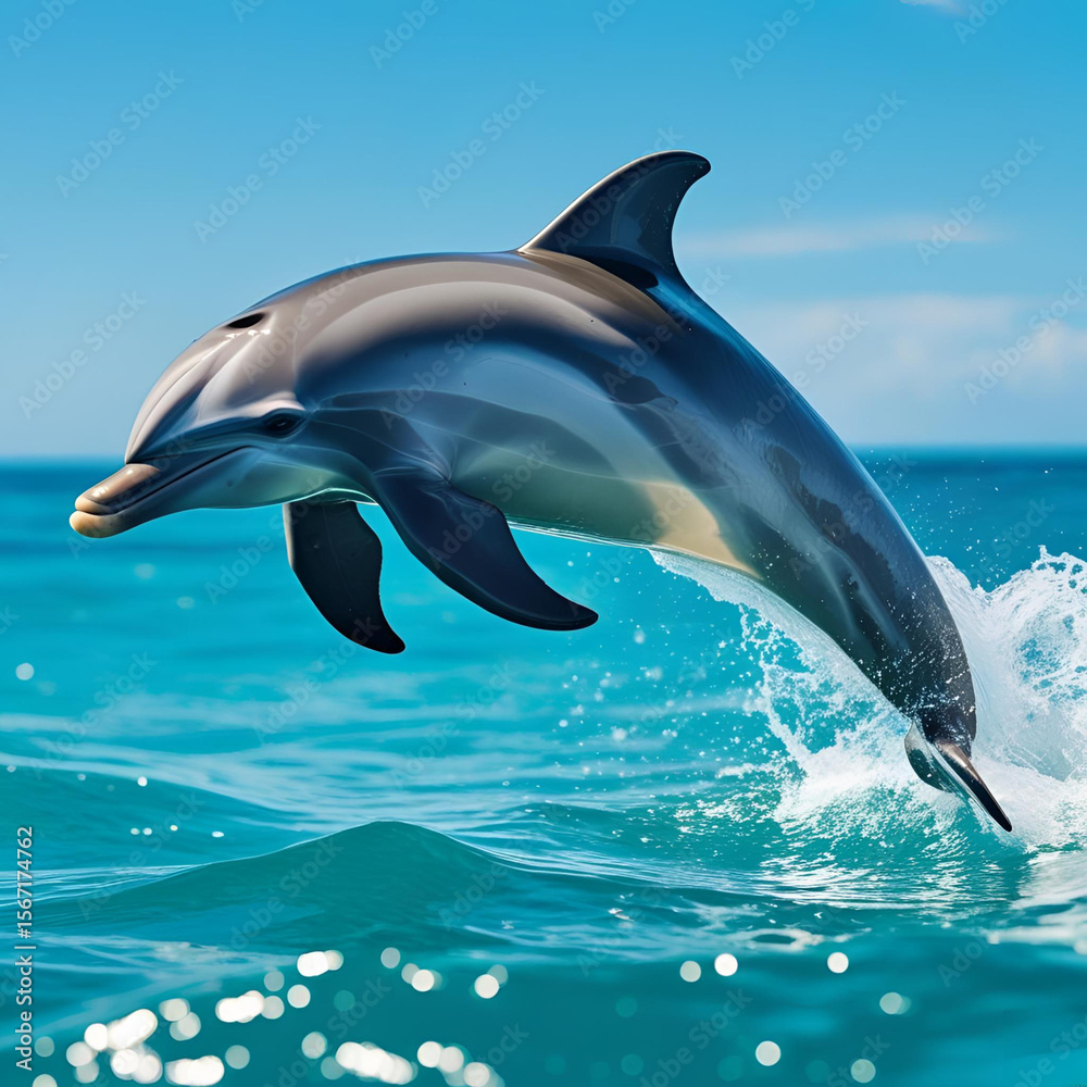 Fototapeta premium Dolphin Jumping and Leaping in the Water