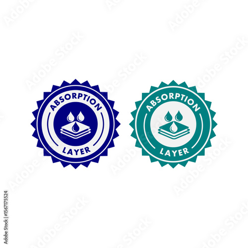 Absorption layer badge for products designed to quickly absorb liquids.