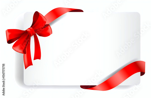 Red Bow and Blank Card on Red Envelope illustration 