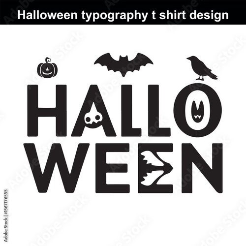 Halloween Typography T-Shirt Design | Spooky Letter Art with Icons