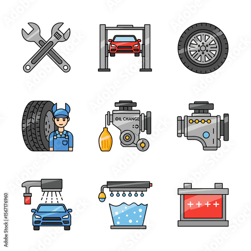 Car Service Icons: Professional Vector Set for Automotive Businesses
