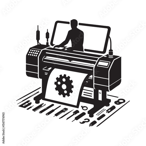 illustration of a man working on a machine