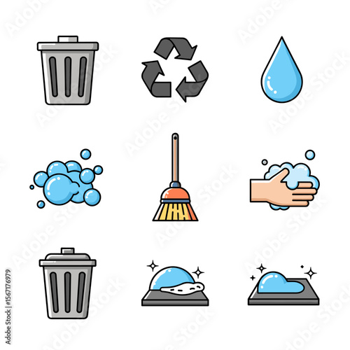 Keep Clean Icons: Minimalist Vector Graphics for Hygiene & Sanitation Businesses