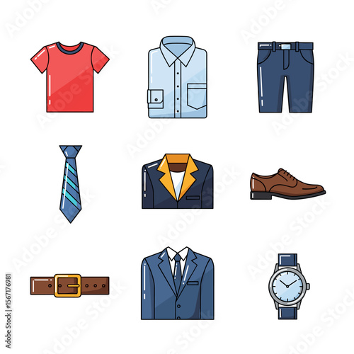 Men Clothes Icons: Modern Vector Illustrations for Fashion & E-commerce
