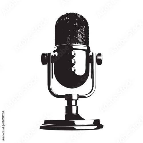 retro microphone isolated on white