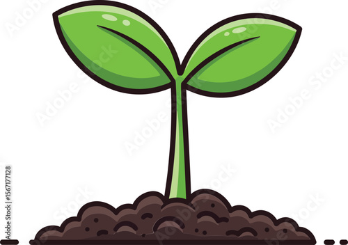 Green plant seedling sprouting from soil growth concept vector illustration for nature and environment design