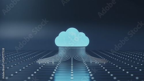 Illuminated cloud representing global cloud computing technology and data connectivity concept