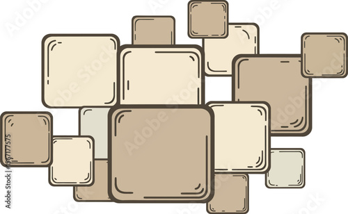 Abstract geometric pattern with overlapping beige and brown squares in vector design for creative backgrounds and artistic projects