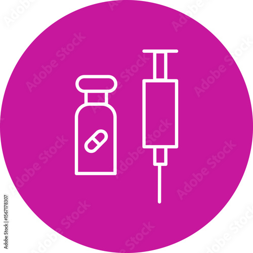 Steroids Vector Line Pink Circle Icon Design