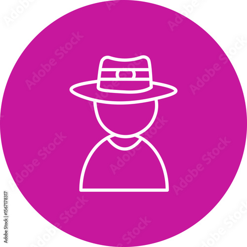 Criminal Vector Line Pink Circle Icon Design