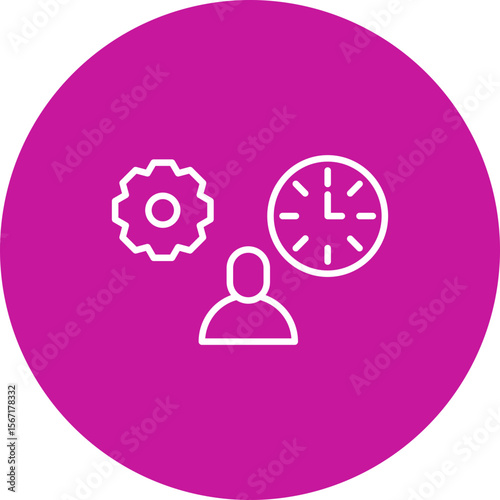 Workaholic Vector Line Pink Circle Icon Design