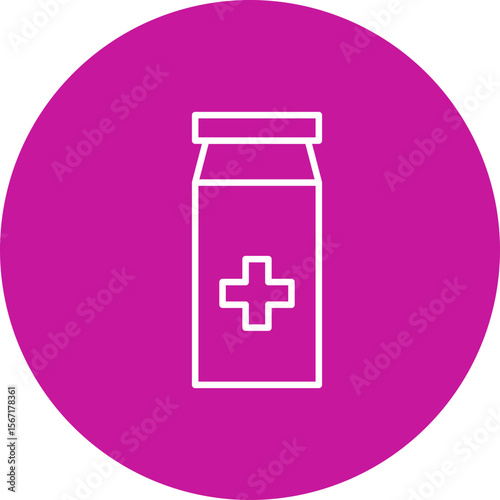 Painkiller Vector Line Pink Circle Icon Design