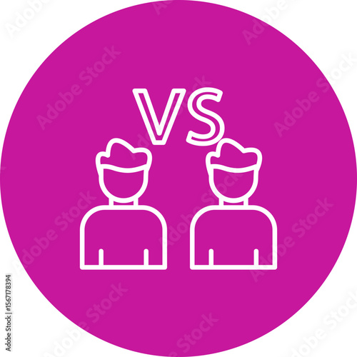 Fighting Vector Line Pink Circle Icon Design