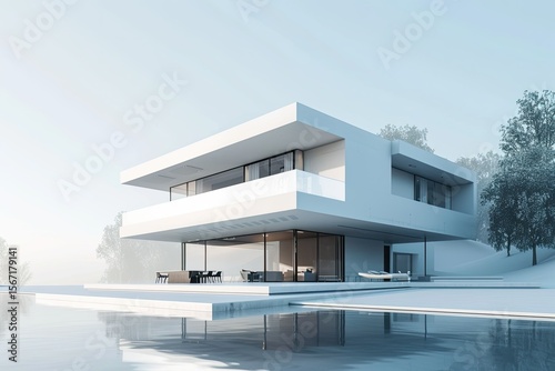 Clear Pixel Image of 3D House Model with Modern Architecture